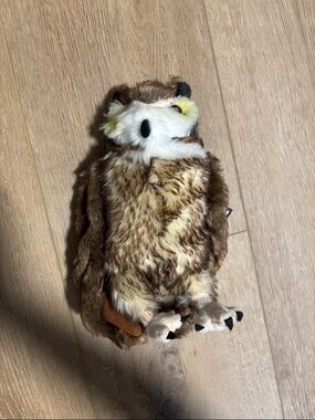 Plush Owl Small Pet Toy - Brown and White